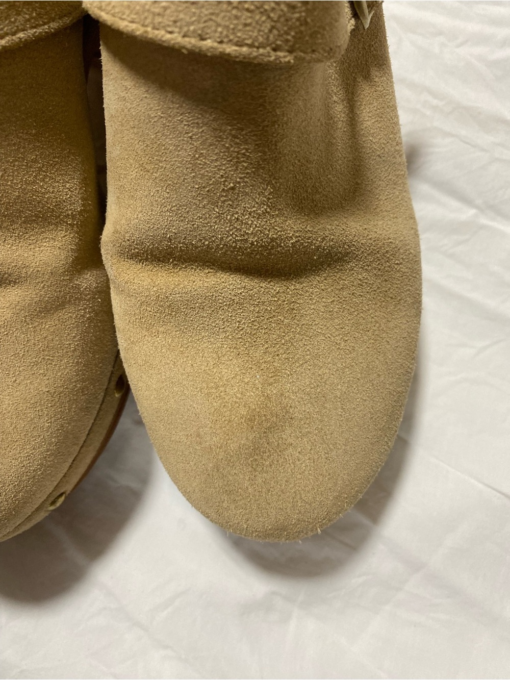 Steve Madden Tan Suede Wood-Effect Clogs - Picture 6 of 9